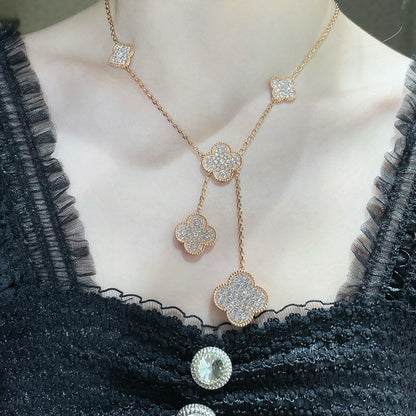 [Kaelin Vow]CLOVER 6 MOTIF DIAMOND PAVED NECKLACE
