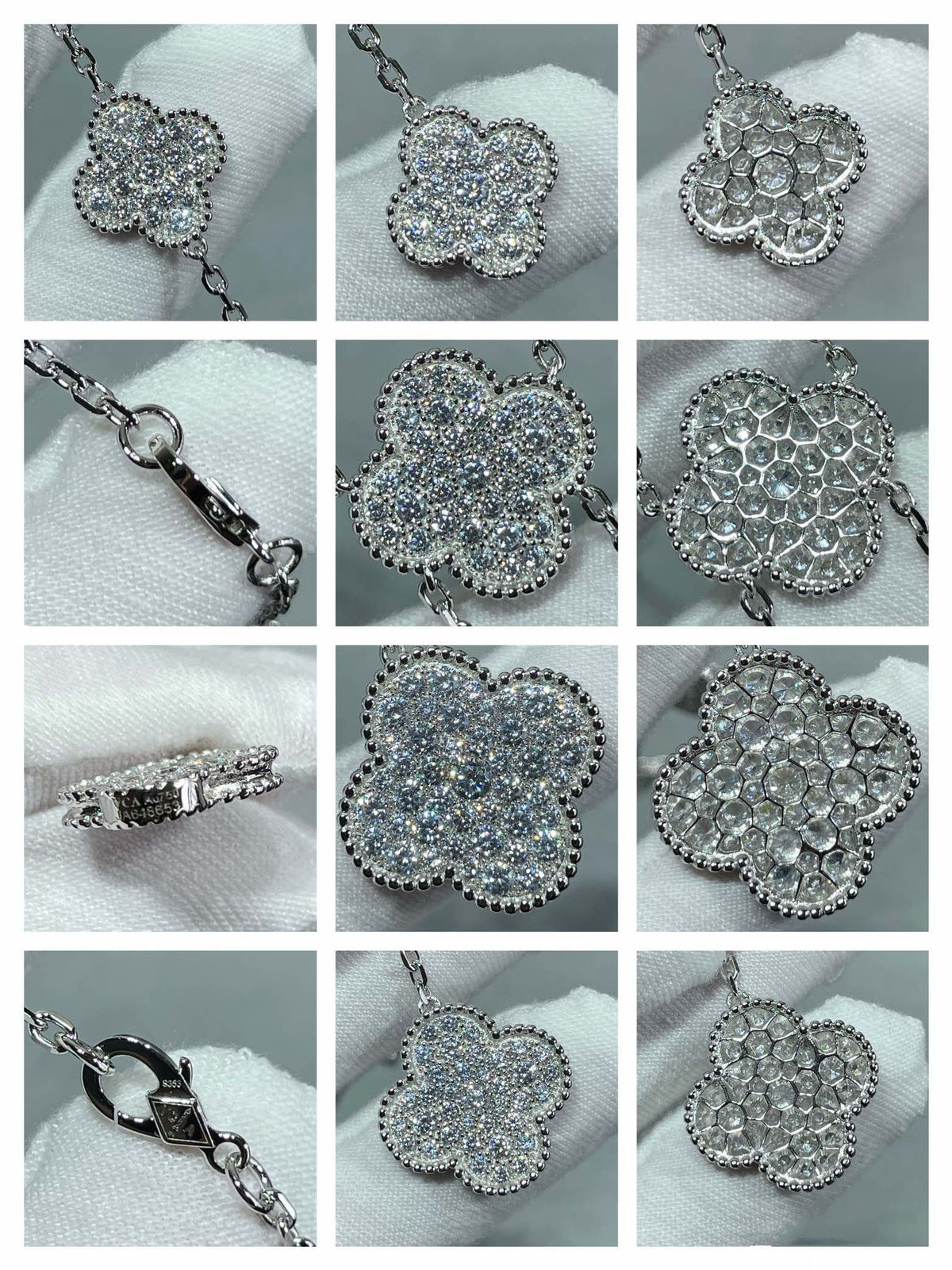[Kaelin Vow]CLOVER 6 MOTIF DIAMOND PAVED NECKLACE