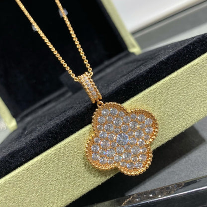 [Kaelin Vow]CLOVER 25MM LARGE PEDANT DIAMOND PAVED LONG NECKLACE