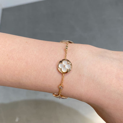[Kaelin Vow]STAR AND SUN 4 MOTIF WHITE MOP PINK GOLD BRACELET