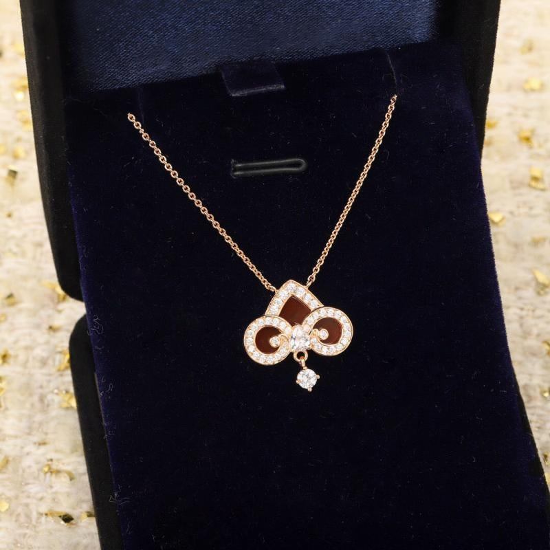 [Kaelin Vow]FLEUR DE LIS HALSKETTE AUS ROSÉGOLD MIT DIAMANTEN