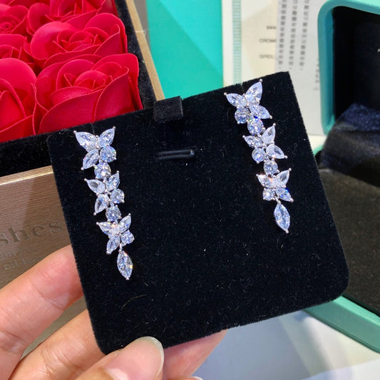 [Kaelin Vow]VICTORIA SILVER DIAMOND DROP EARRINGS