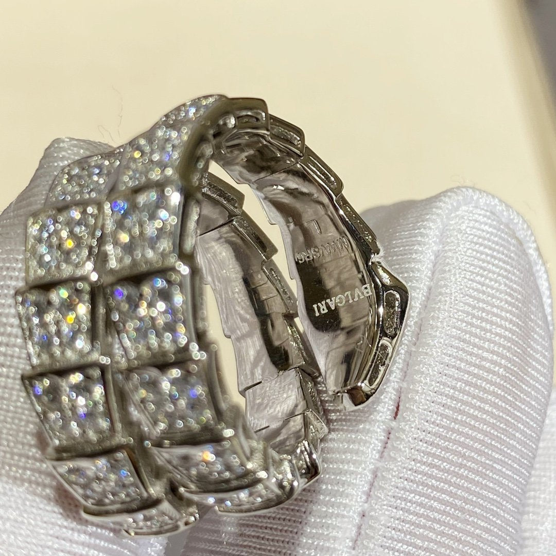 [Kaelin Vow]SERPENTI DOUBLE RING SILVER DIAMOND PAVED