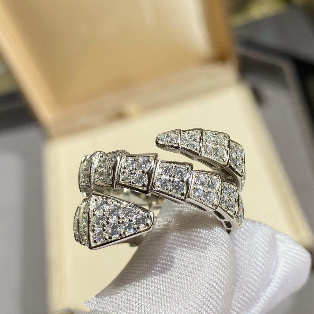 [Kaelin Vow]SERPENTI DOUBLE RING SILVER DIAMOND PAVED