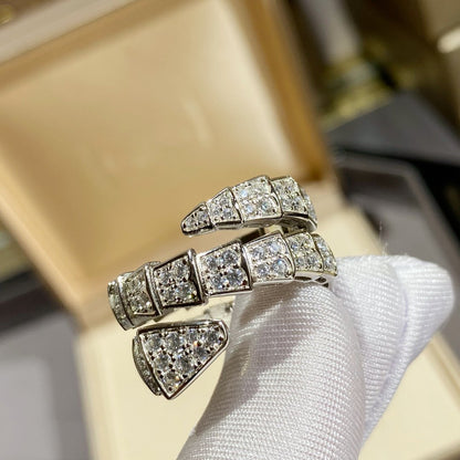 [Kaelin Vow]SERPENTI DOUBLE RING SILVER DIAMOND PAVED