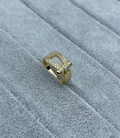 [Kaelin Vow]Breiter hufeisenförmiger, mit Diamanten besetzter Ring