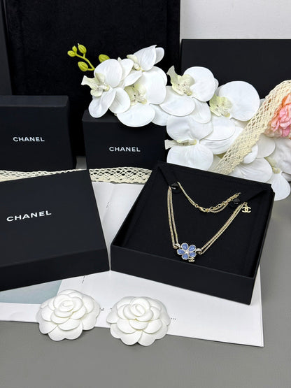[Kaelin Vow]New Blue Floral Double-Layer Necklace