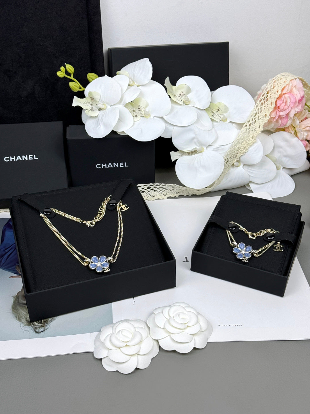 [Kaelin Vow]New Blue Floral Double-Layer Necklace