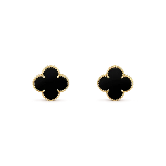 [Kaelin Vow]CLOVER MEDIUM 1 MOTIFS  ONYX STUD EARRINGS