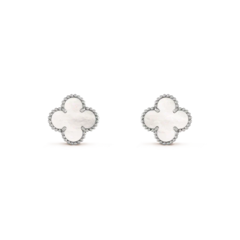 [Kaelin Vow]CLOVER MEDIUM 1 MOTIFS  WHITE MOP EARRINGS SILVER