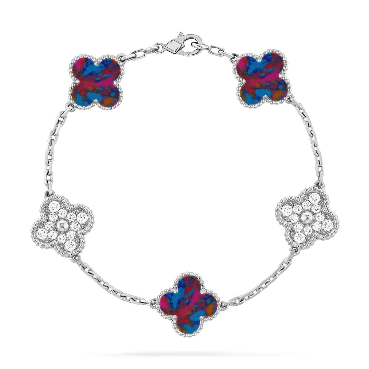 [Kaelin Vow]CLOVER 5 MOTIF COLOR GEMSTONES BRACELET COLLECTION