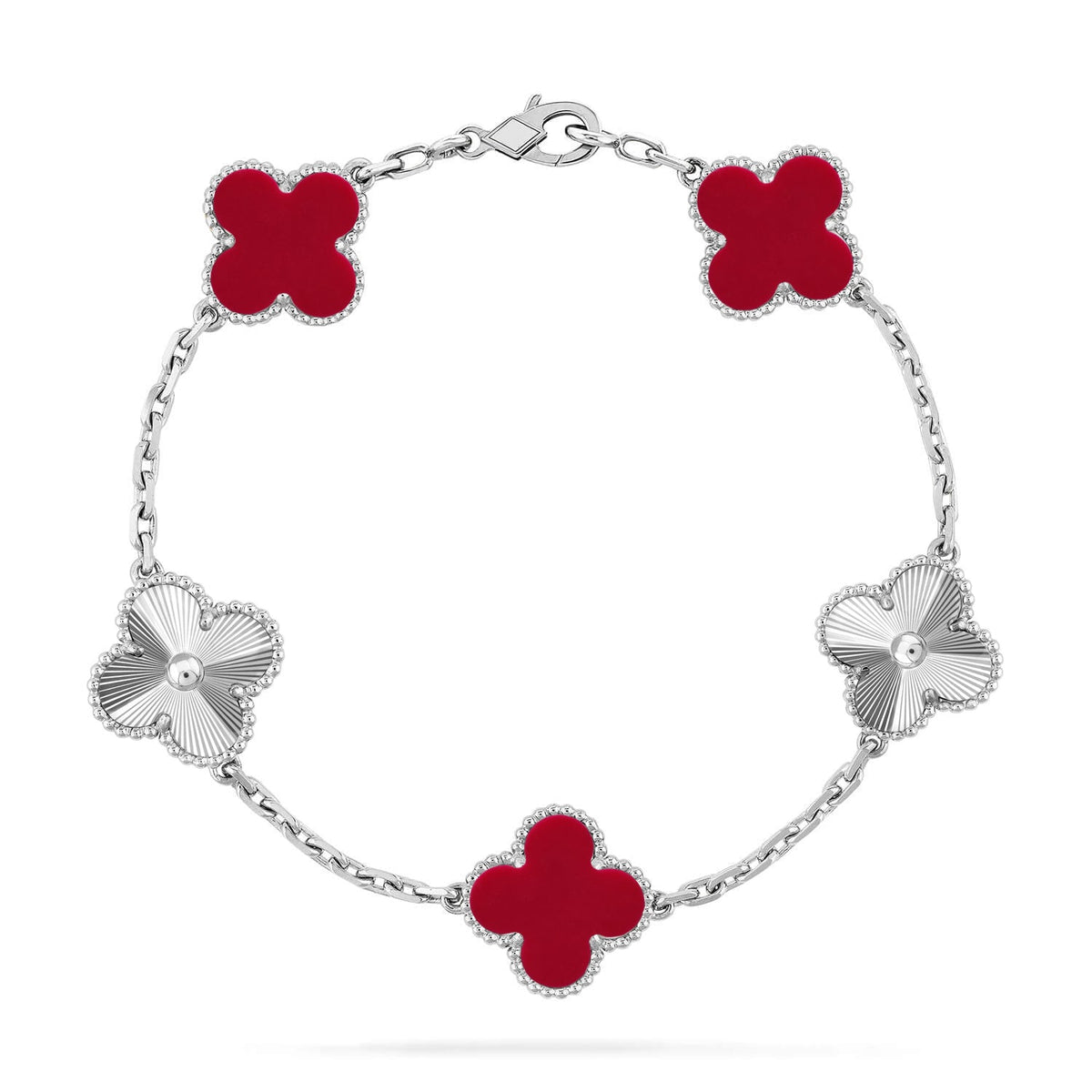 [Kaelin Vow] CLOVER 5 MOTIF RED CORNELIAN BRACELET COLLECTION