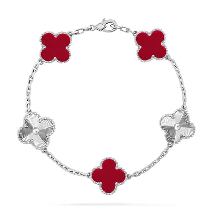 [Kaelin Vow] CLOVER 5 MOTIF RED CORNELIAN BRACELET COLLECTION