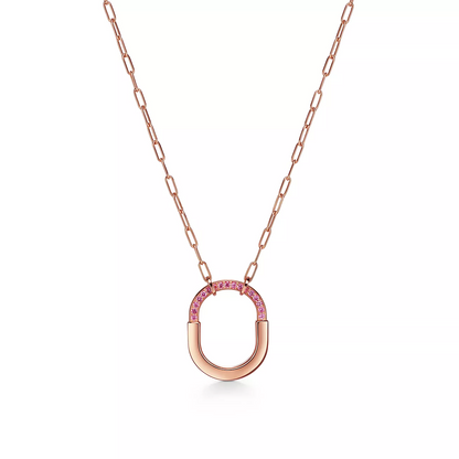 [Kaelin Vow]LOCK MEDIUM PENDANT PINK DIAMOND PINK GOLD NECKLACE