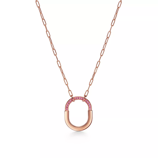 [Kaelin Vow]LOCK MEDIUM PENDANT PINK DIAMOND PINK GOLD NECKLACE