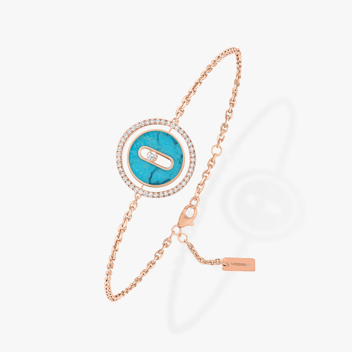 [Kaelin Vow]LUCKY MOVE TURQUOISE PINK GOLD DIAMOND BRACELET(Adjustable)