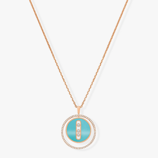 [Kaelin Vow]LUCKY MOVE 3 DIAMANTEN TÜRKIS ROSÉGOLD DIAMANT-HALSKETTE
