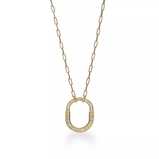 [Kaelin Vow]LOCK NECKLACE MEDIUM PENDANT GOLD PAVED DIAMONDS