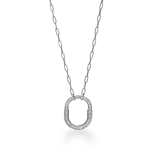 [Kaelin Vow]LOCK NECKLACE MEDIUM PENDANT SILVER PAVED DIAMONDS