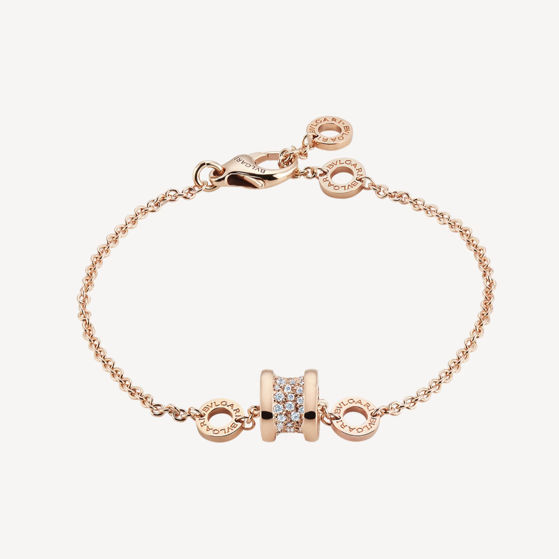 [Kaelin Vow]ZERO 1 SOFT PINK GOLD WITH PAVED DIAMONDS ON THE SPIRAL BRACELET