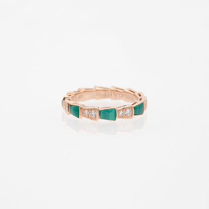 [Kaelin Vow]SERPENTI RING PINK GOLD MALACHITE DIAMOND 3MM
