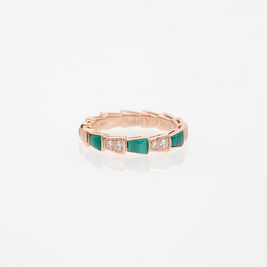 [Kaelin Vow]SERPENTI RING PINK GOLD MALACHITE DIAMOND 3MM