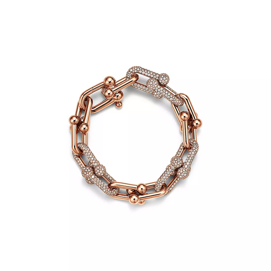 [Kaelin Vow] HARDWEAR ARMBAND MIT GROSSEN GliedERN AUS ROSÉGOLD, BESETZT MIT DIAMANTEN