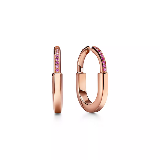 [Kaelin Vow]LOCK MEDIUM PINK DIAMOND PINK GOLD EARRINGS