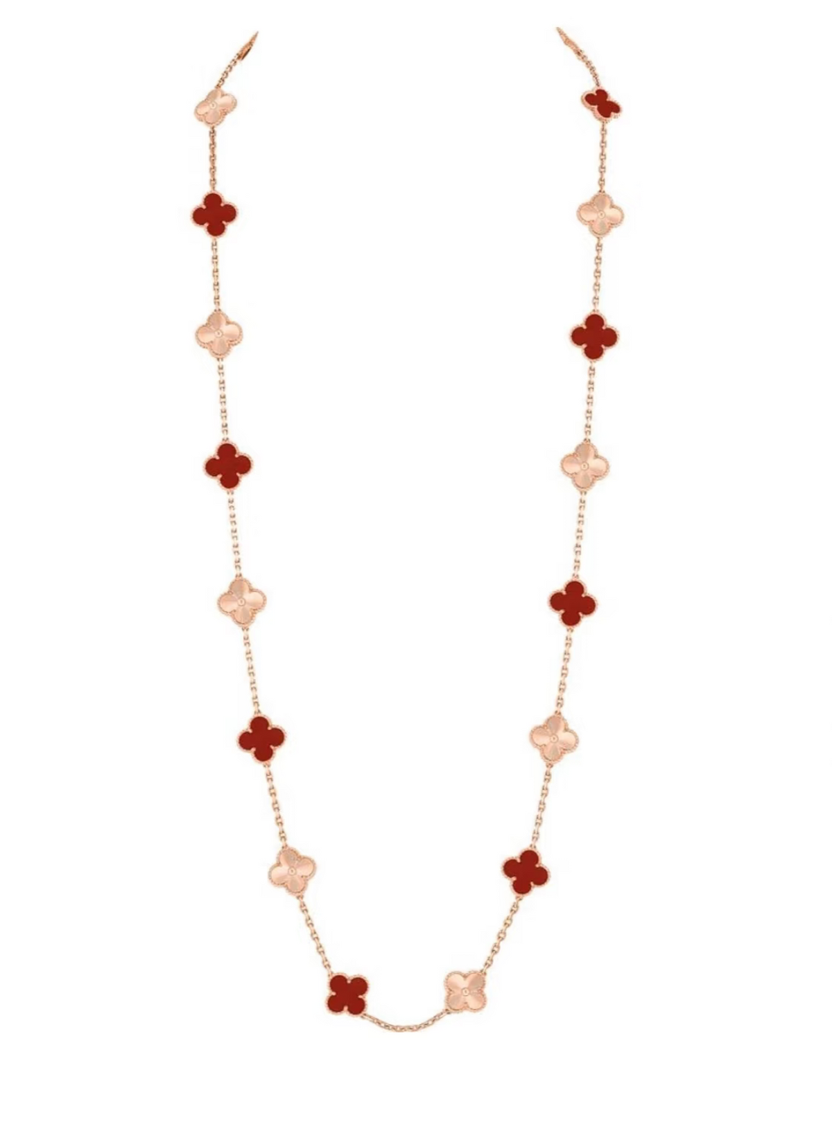 [Kaelin Vow]KLEEBLATT-HALSKETTE MIT 20 LASER-KARNEOL-MOTIVEN