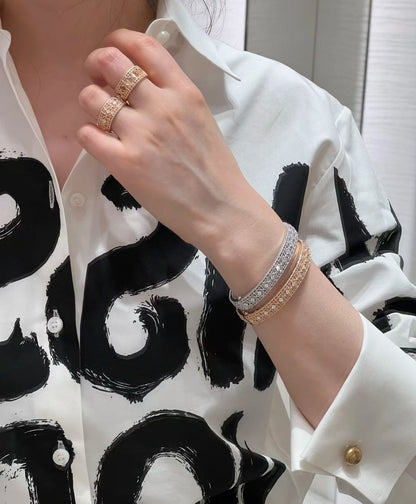 [Kaelin Vow]2026 WOVEN-PATTERN BRACELET SET WITH FULL DIAMOND INLAY THREE-COLORS