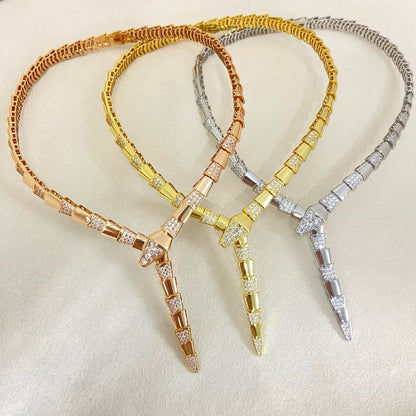 [Kaelin Vow]NEW WIDE BAND INLAID DIAMOND SNAKE NECKLACE