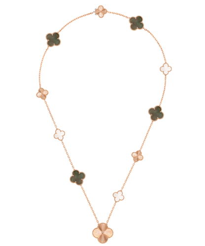 [Kaelin Vow]DETACHABLE CLOVER 15(11+4) FLOWER SILVER NECKLACE SET