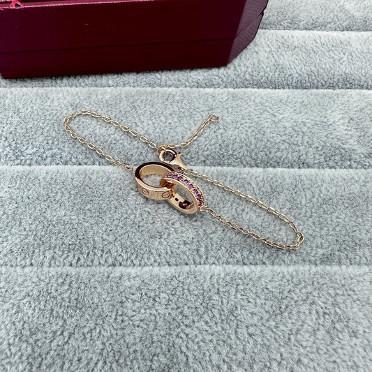 [Kaelin Vow]LOVE DOUBLE PINK STONES RING BRACELET