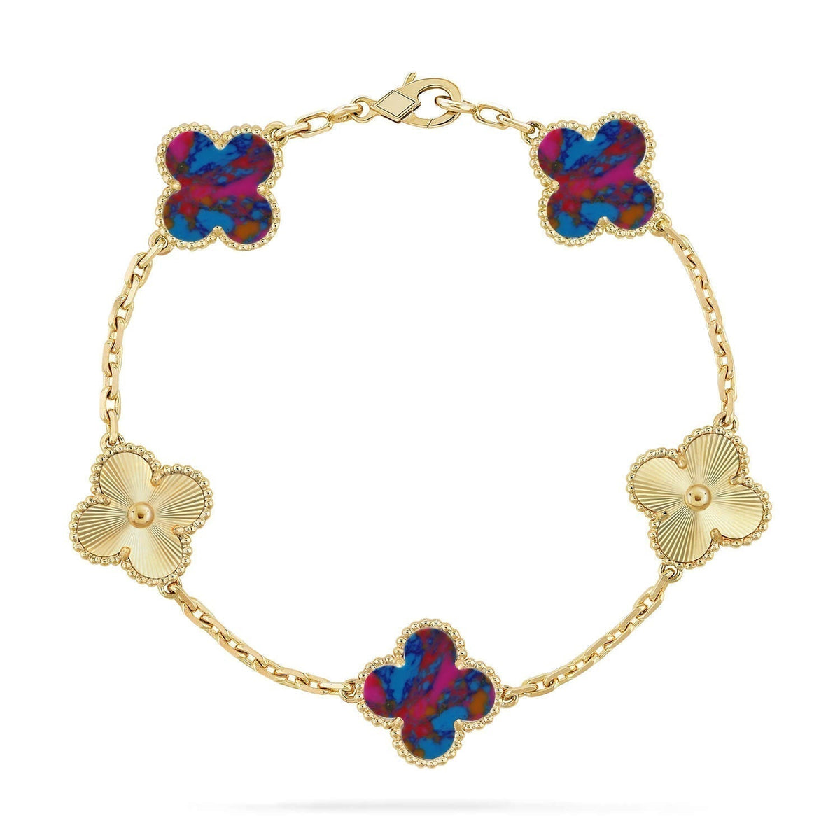 [Kaelin Vow]CLOVER 5 MOTIF COLOR GEMSTONES BRACELET COLLECTION
