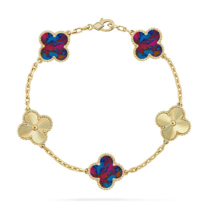 [Kaelin Vow]CLOVER 5 MOTIF COLOR GEMSTONES BRACELET COLLECTION