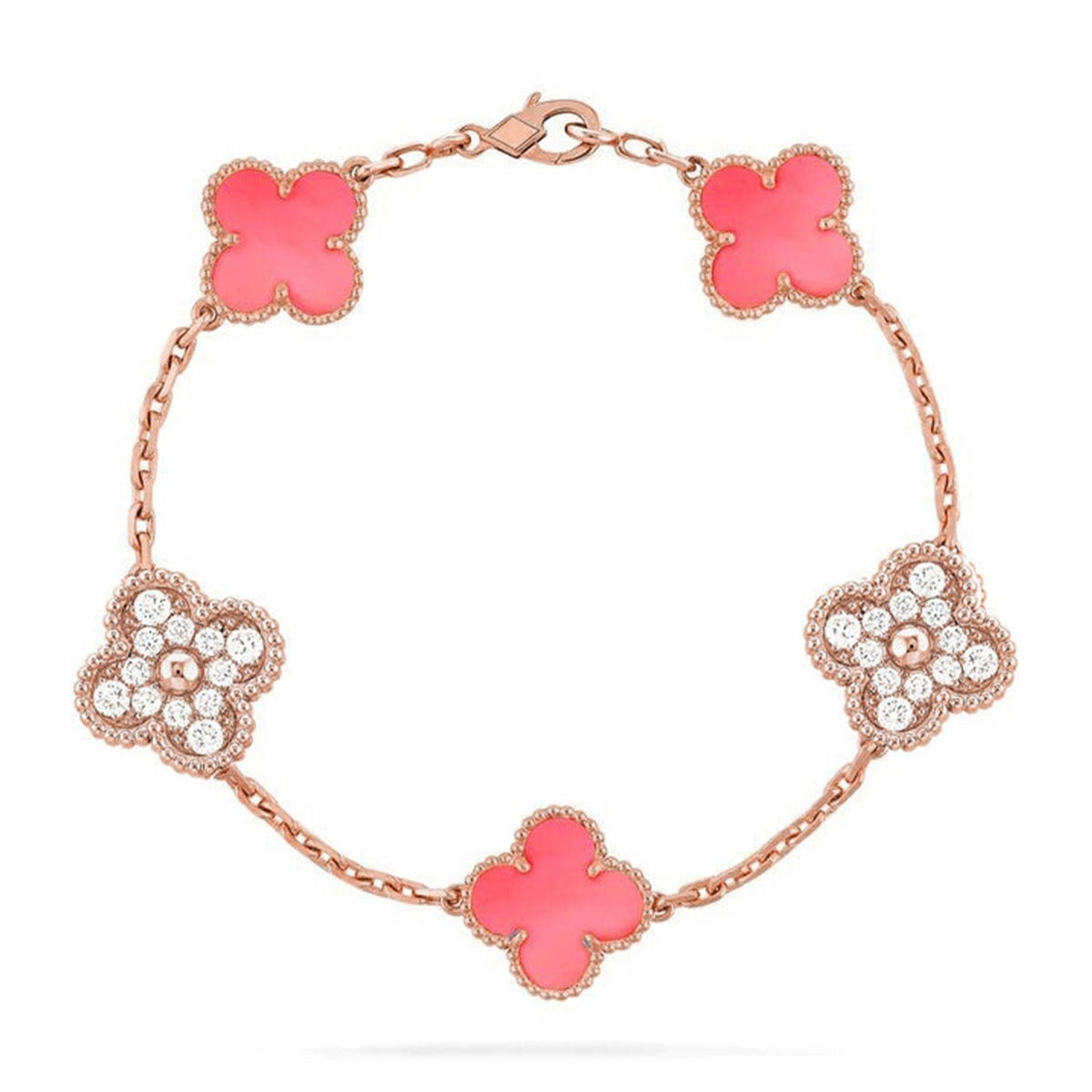[Kaelin Vow] CLOVER 5 MOTIFS  PINK MOP BRACELET COLLECTION