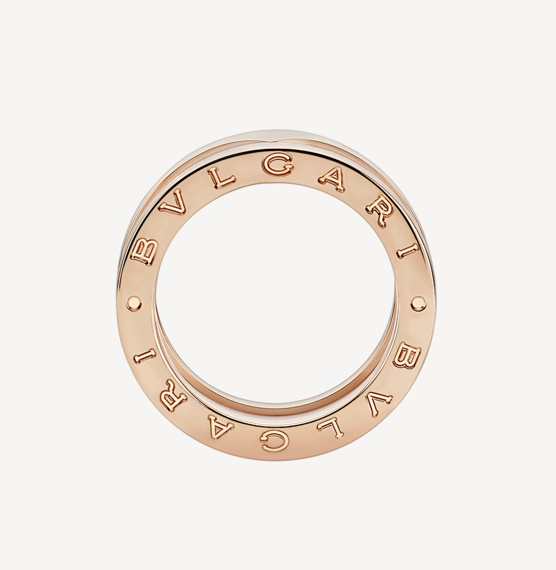 [Kaelin Vow]ZERO 1 TWO-BAND LOOPS AND WHITE CERAMIC SPIRAL PINK GOLD RING