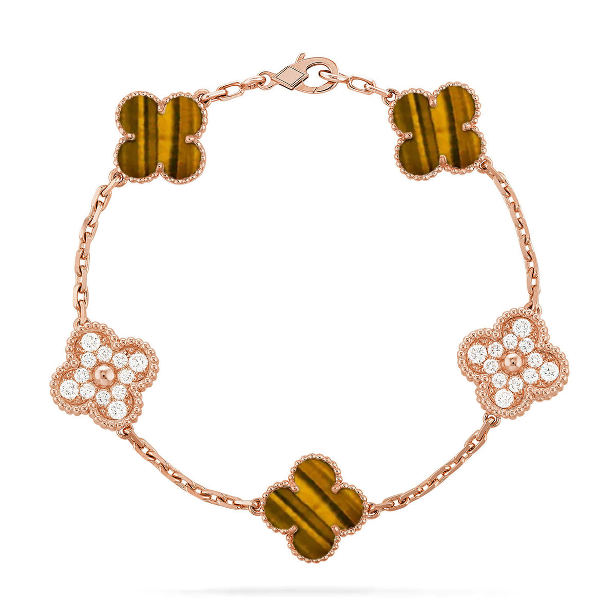 [Kaelin Vow] CLOVER 5 MOTIFS TIGER EYE BRACELET COLLECTION