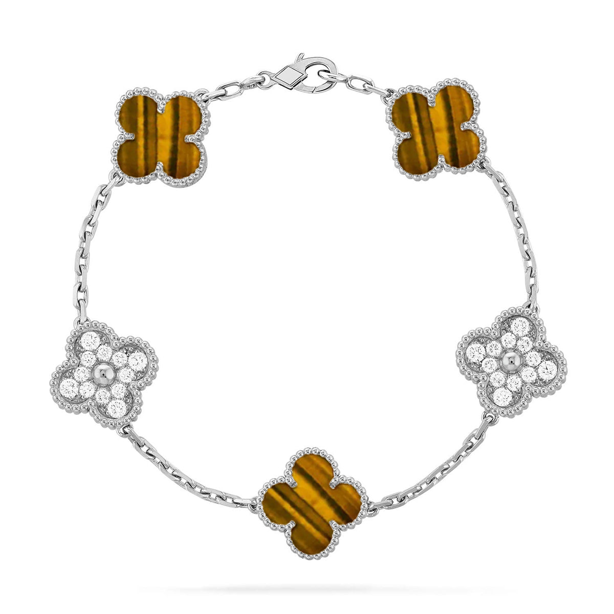 [Kaelin Vow] CLOVER 5 MOTIFS TIGER EYE BRACELET COLLECTION