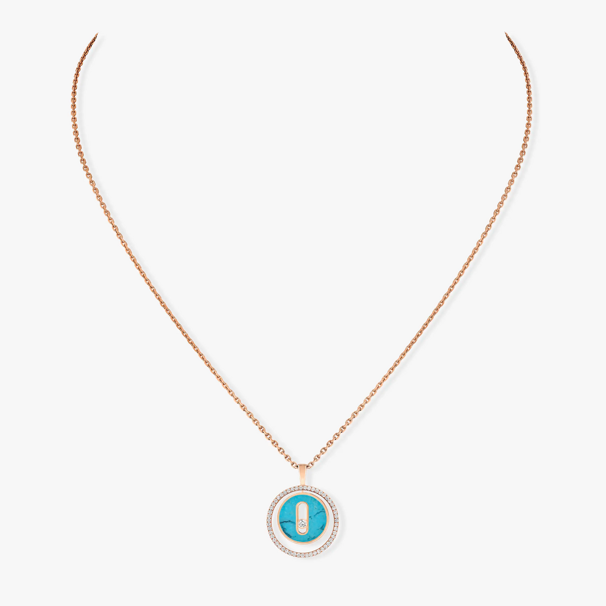 [Kaelin Vow]LUCKY MOVE 1 DIAMOND TURQUOISE PINK GOLD DIAMOND NECKLACE