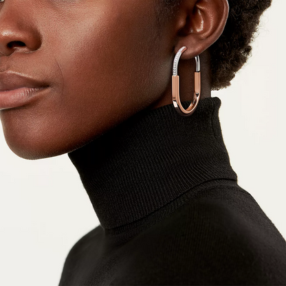 [Kaelin Vow]LOCK EARRINGS ROSE AND WHITE GOLD DIAMONDS EXTRA LARGE