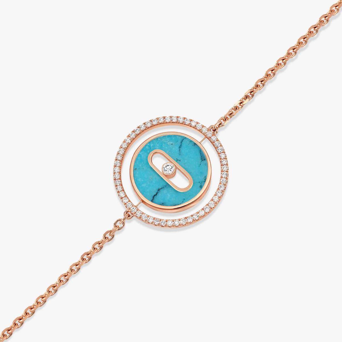 [Kaelin Vow]LUCKY MOVE TURQUOISE PINK GOLD DIAMOND BRACELET(Adjustable)