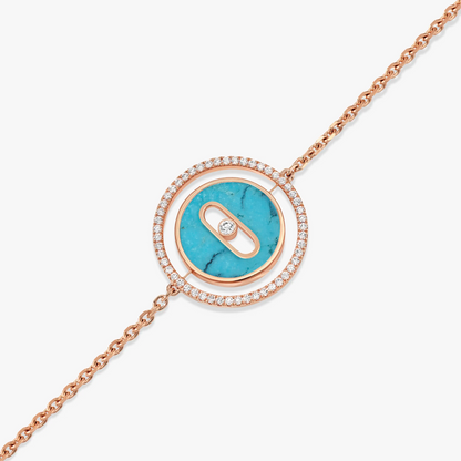[Kaelin Vow]LUCKY MOVE TURQUOISE PINK GOLD DIAMOND BRACELET(Adjustable)