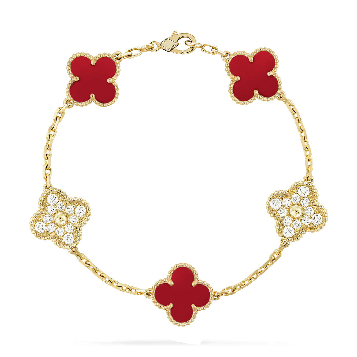 [Kaelin Vow] CLOVER 5 MOTIF RED CORNELIAN BRACELET COLLECTION