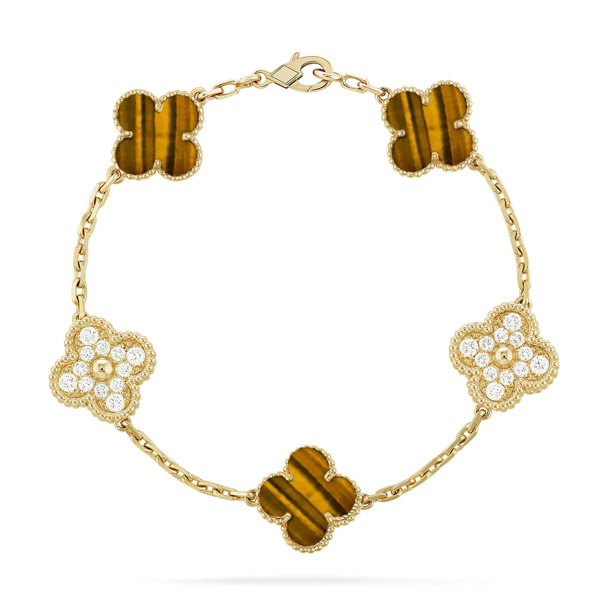 [Kaelin Vow] CLOVER 5 MOTIFS TIGER EYE BRACELET COLLECTION
