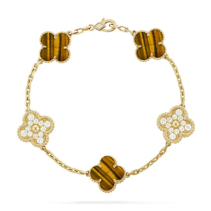 [Kaelin Vow] CLOVER 5 MOTIFS TIGER EYE BRACELET COLLECTION