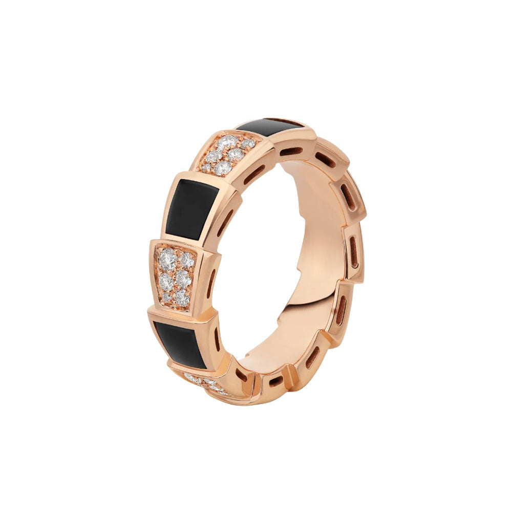 [Kaelin Vow]SERPENTI RING PINK GOLD BLACK MOP DIAMOND PAVED 4MM