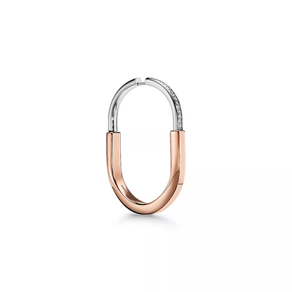 [Kaelin Vow]LOCK EARRINGS ROSE AND WHITE GOLD DIAMONDS EXTRA LARGE