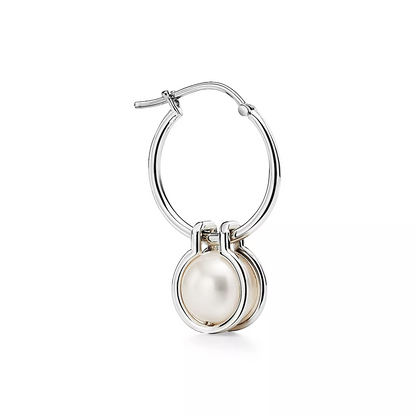 [Kaelin Vow]PEARL HOOP SILVER EARRINGS