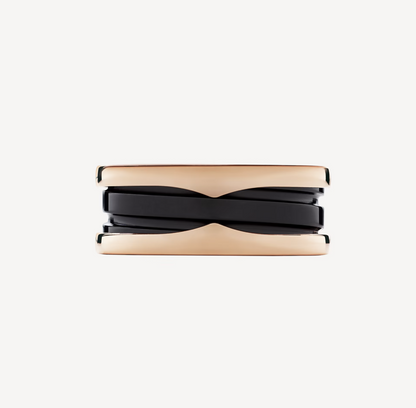 [Kaelin Vow]ZERO 1 TWO-BAND LOOPS AND BLACK CERAMIC PINK GOLD RING